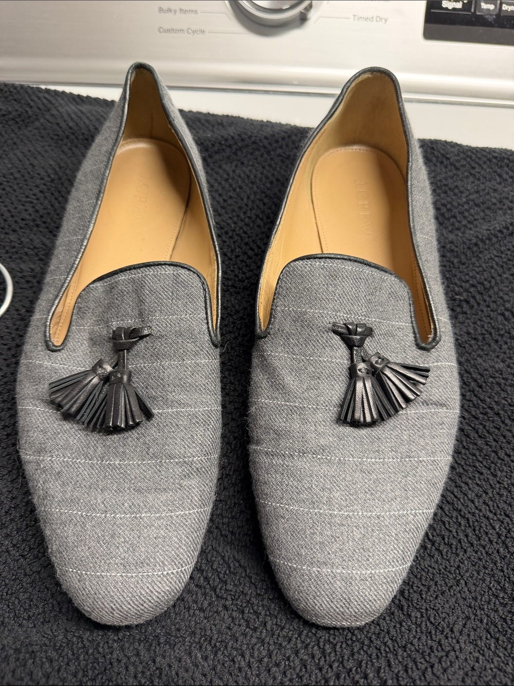 JCrew pinstripe tassel loafer size 8 euc
